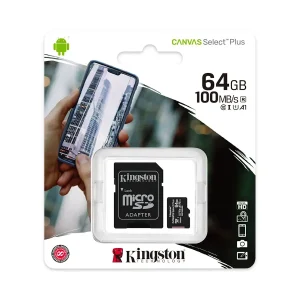 Kingston Canvas Select Plus 64GB UHS-I Micro SD Memory Card + SD Adapter