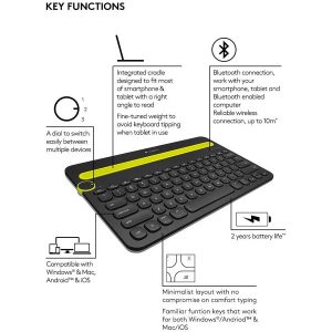 Logitech K480 Keyboard Bluetooth Multi-Device - Black - Image 5