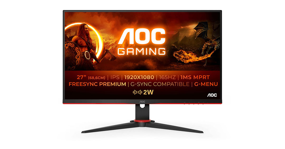 AOC Gaming 27G2SPAE - Écran 27'' FHD IPS, 165 Hz, 1 ms MPRT, FreeSync