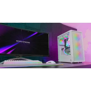Mars Gaming MC-F  RGB ATX Gaming Semitower Case - White - Image 3