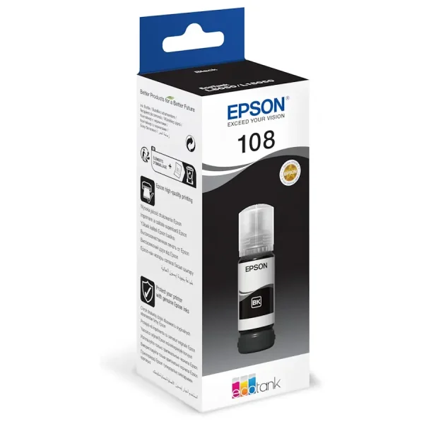 Epson 108 Ink Bottle - Black - Setra