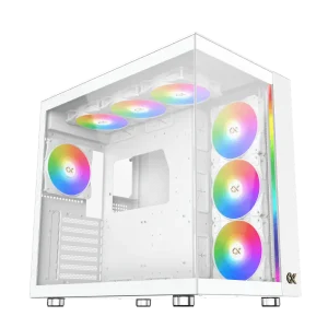 XIGMATEK Aqua Ultra Air Arctic Mid Tower Top Mesh 7x120mm Z20A Arctic ARGB Galaxy II Fan Control Kit Gaming Case - White
